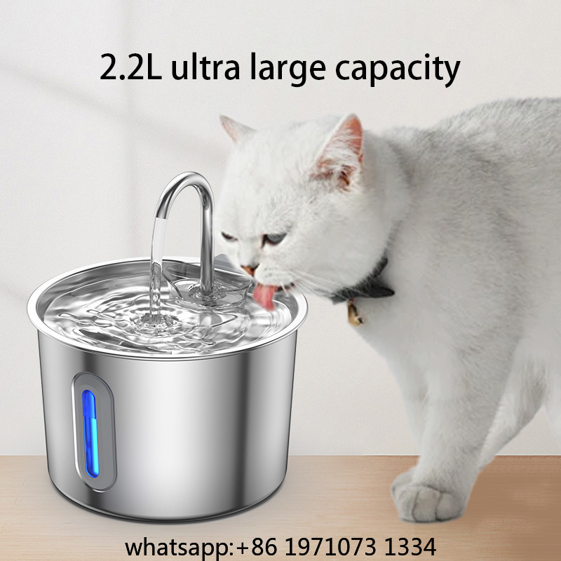 Pet Water Fountain Stainless Steel - 2.2L Stainless Steel Pet Water Dispenser