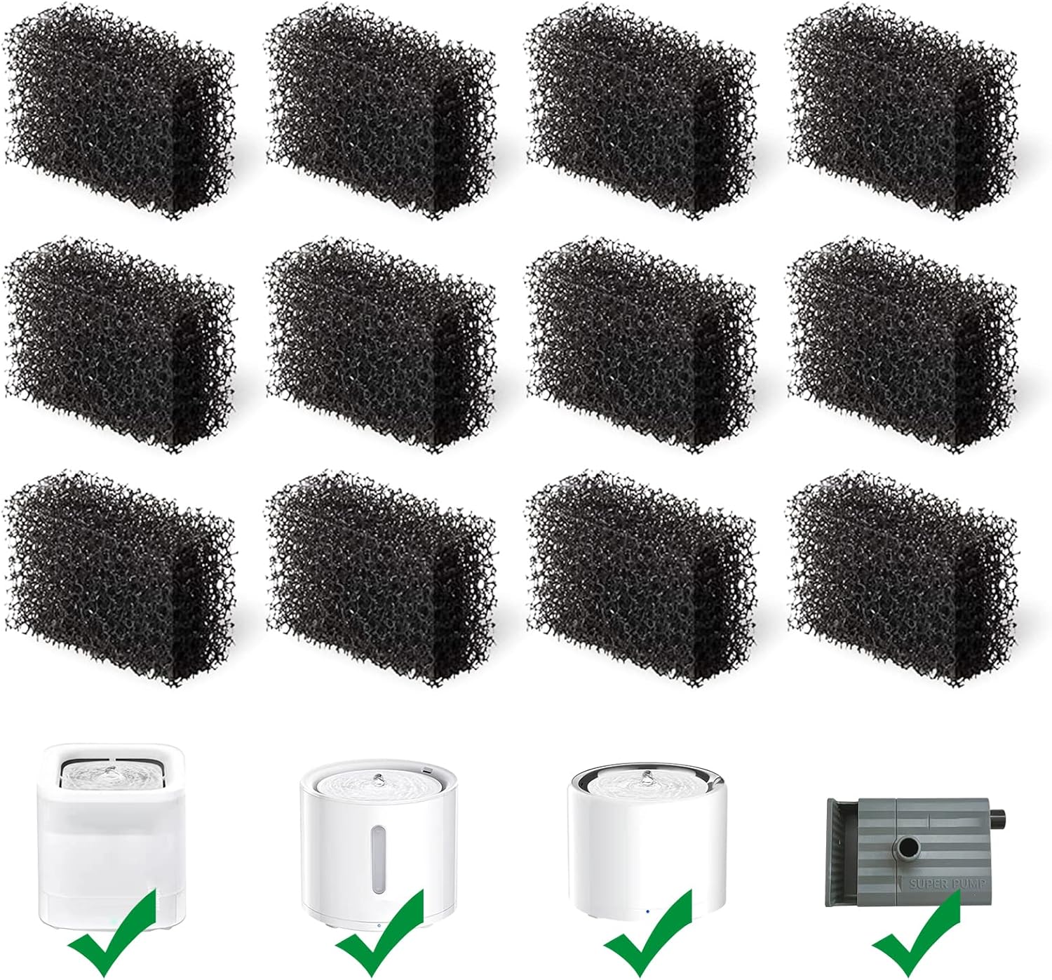 Pet Water Fountain Stainless Steel - 12 Pack Cat Water Fountain Sponge