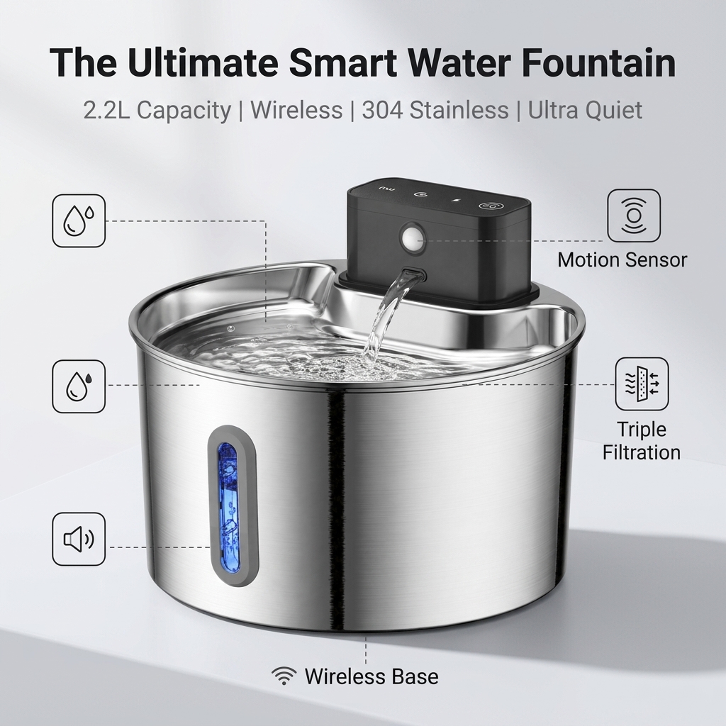 Wireless Charging Cat Water Fo - đánh giá và giá Wireless Pet Water Fountain Battery