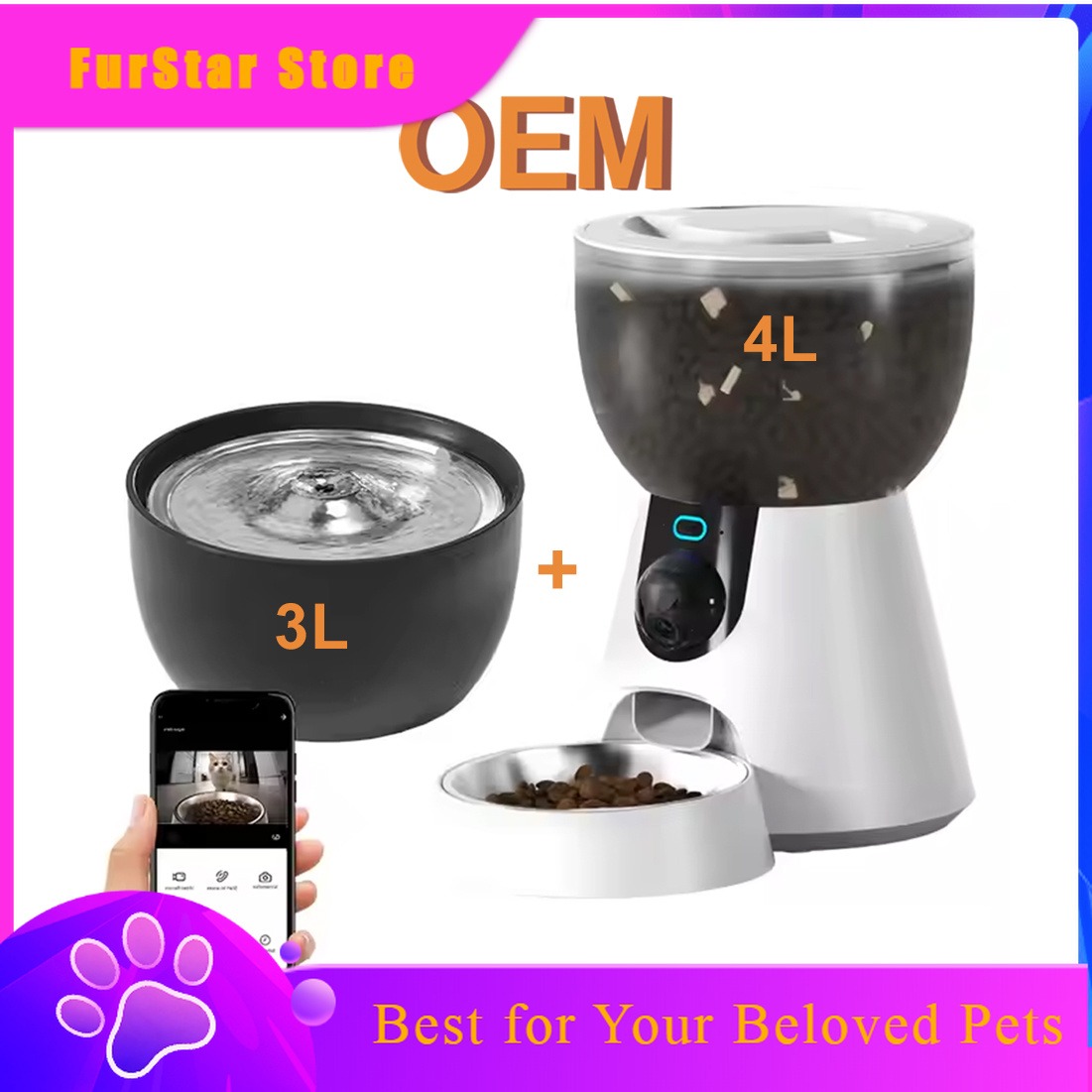 FurStarAutomatic Pet Feeder 4L - đánh giá và giá Smart Pet Water Fountain Wifi