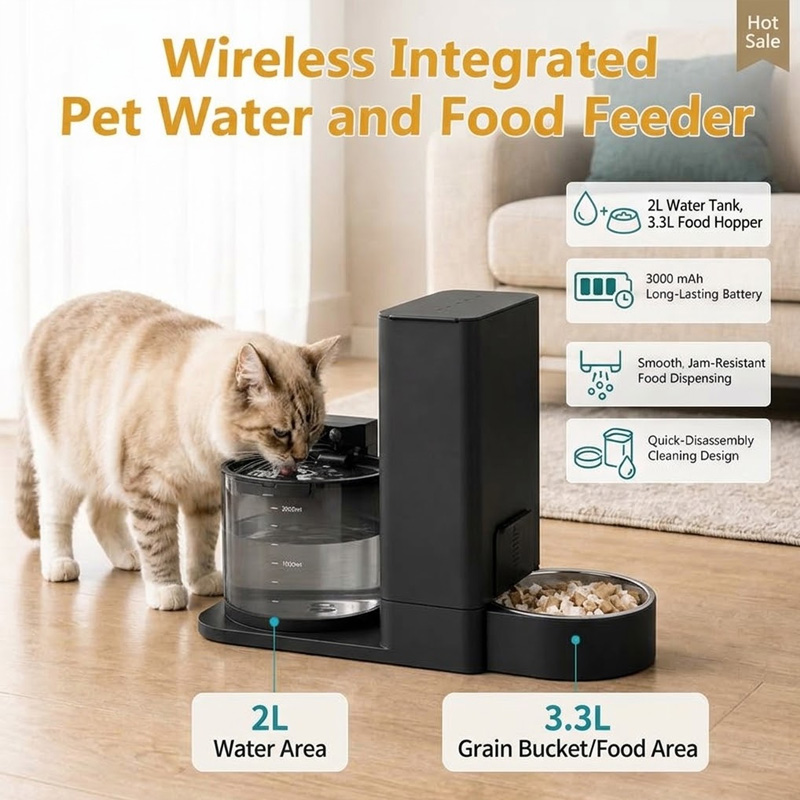 Integrated Pet Feeder 2-in-1 W - đánh giá và giá Wireless Pet Water Fountain Battery
