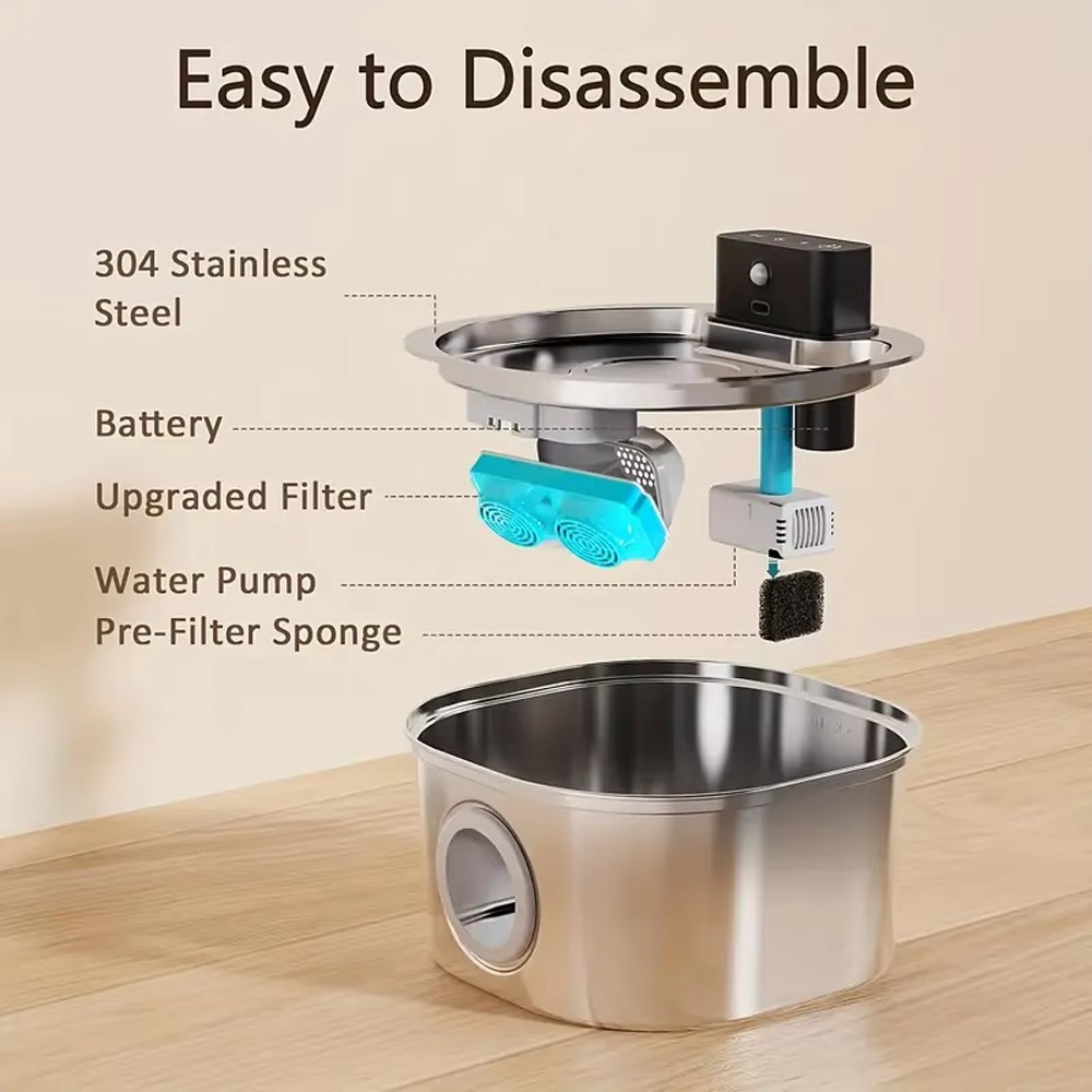 FurStar3.2L Stainless Steel Au - đánh giá và giá Wireless Pet Water Fountain Battery
