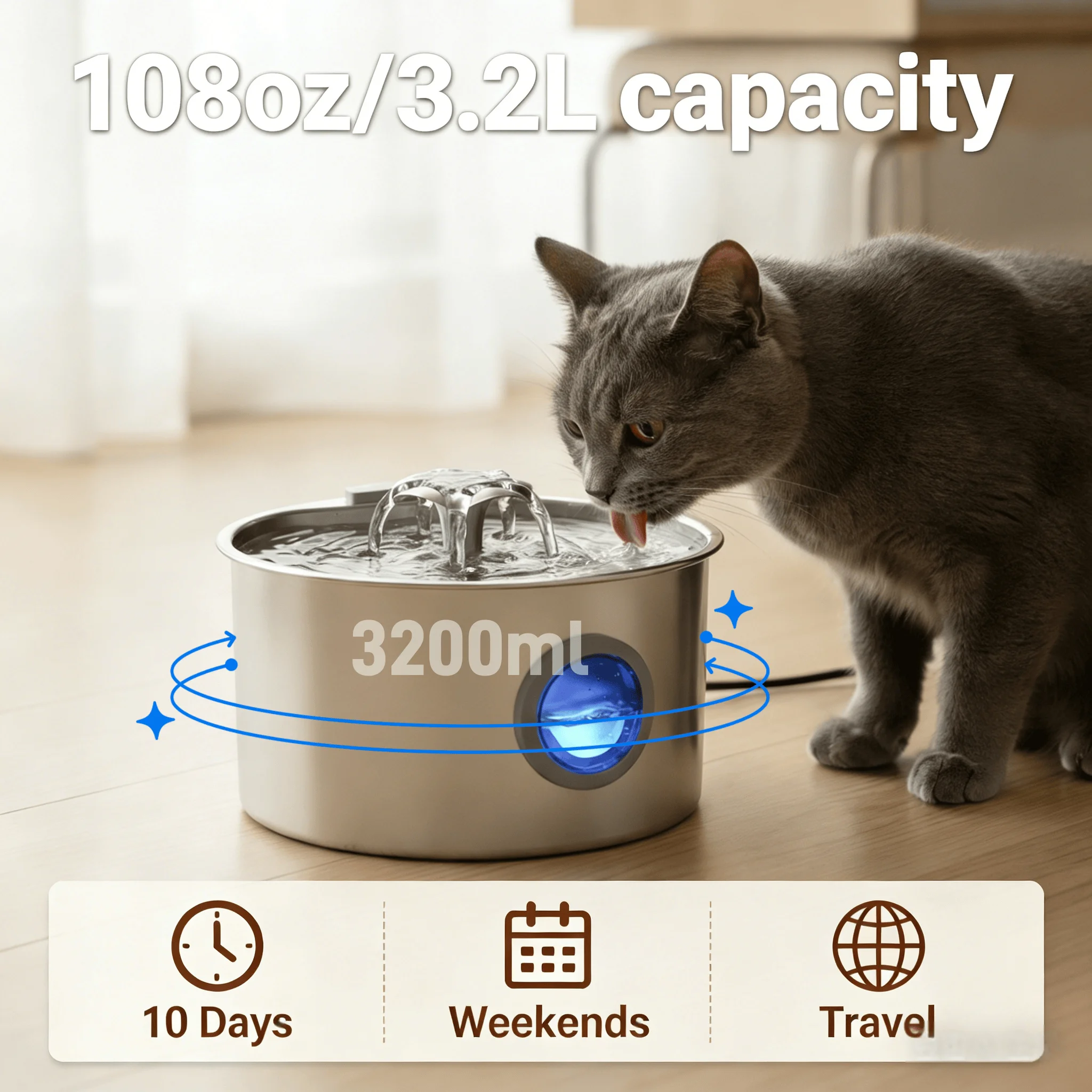 3.2L Ultra Quiet Stainless Ste - đánh giá và giá Pet Water Fountain Stainless Steel