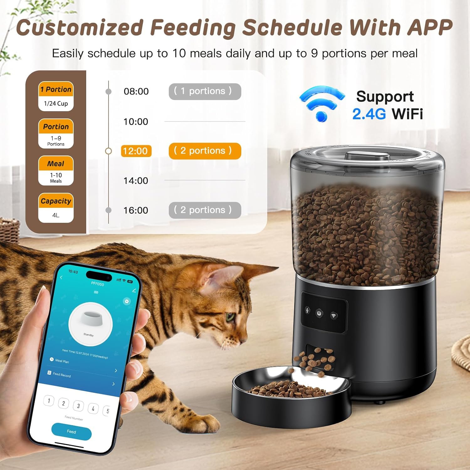 Pet Automatic Feeder 4L Smart  - đánh giá và giá Smart Pet Feeder Camera Wifi
