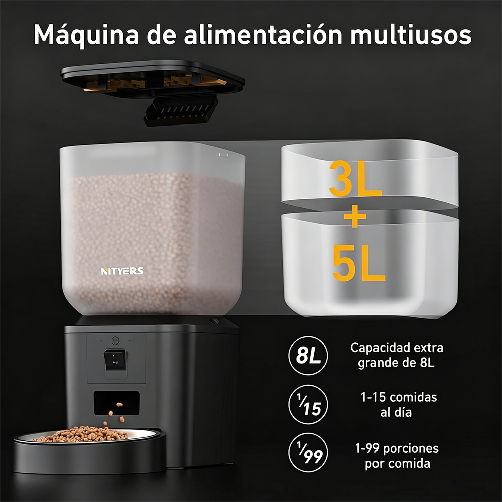 Nityers 8L Automatic Cat Feede - đánh giá và giá Smart Pet Feeder Camera Wifi