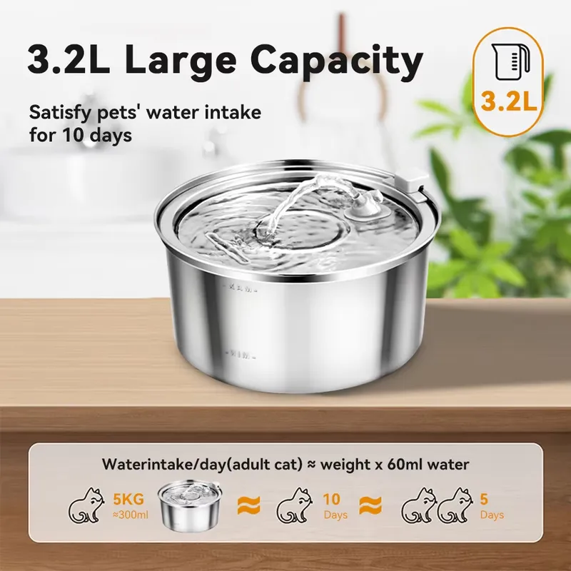 For Large Capacity 3.2L Automa - đánh giá và giá Dog Water Fountain Large